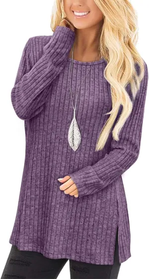 Jescakoo Womans Sweaters Long Sleeve Tunic Tops to Wear with Leggings Grey S
