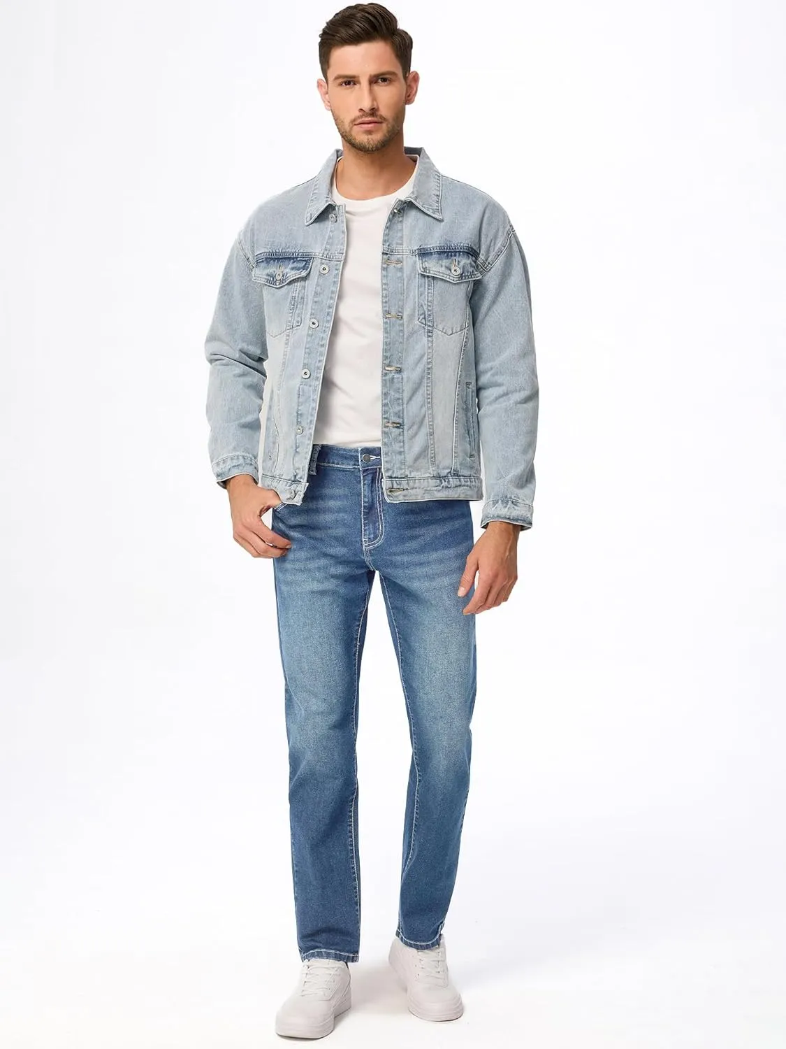 JMIERR Men's Jeans Classic Regular Fit Straight Stretch Denim Pants
