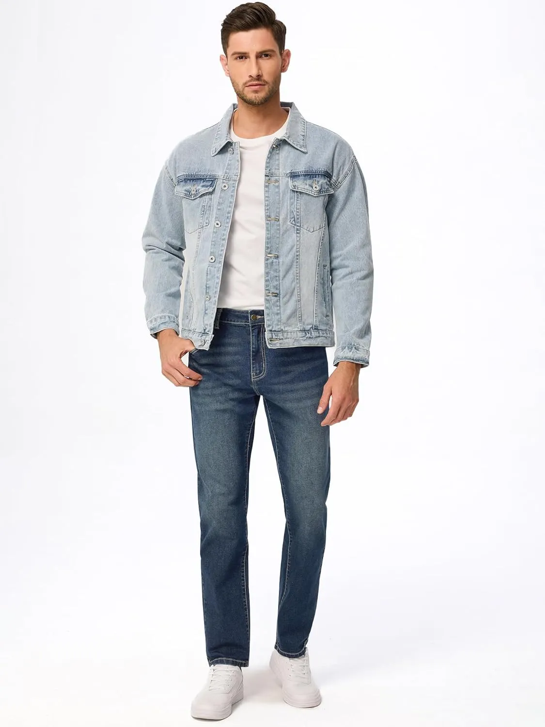 JMIERR Men's Jeans Classic Regular Fit Straight Stretch Denim Pants