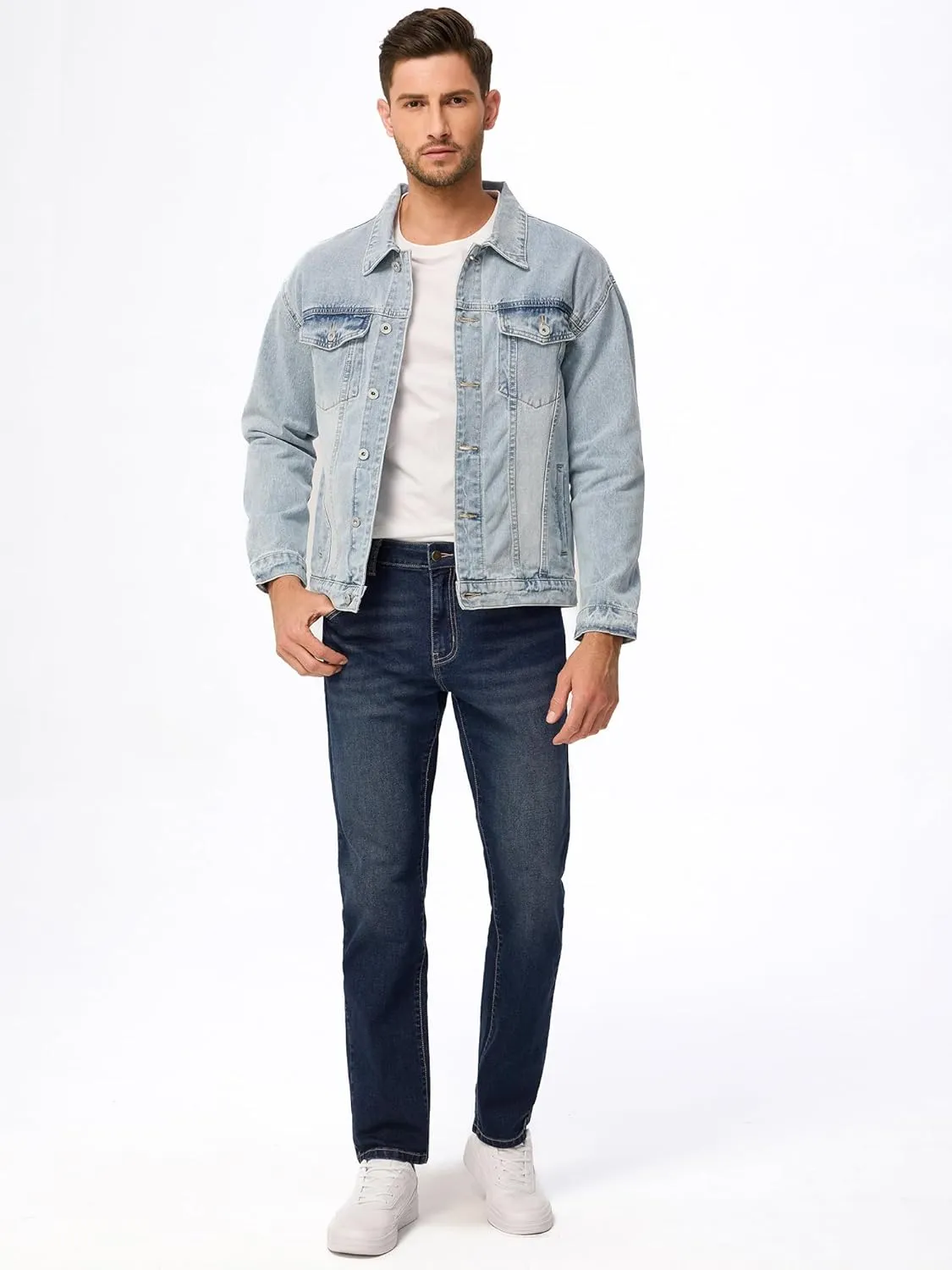 JMIERR Men's Jeans Classic Regular Fit Straight Stretch Denim Pants