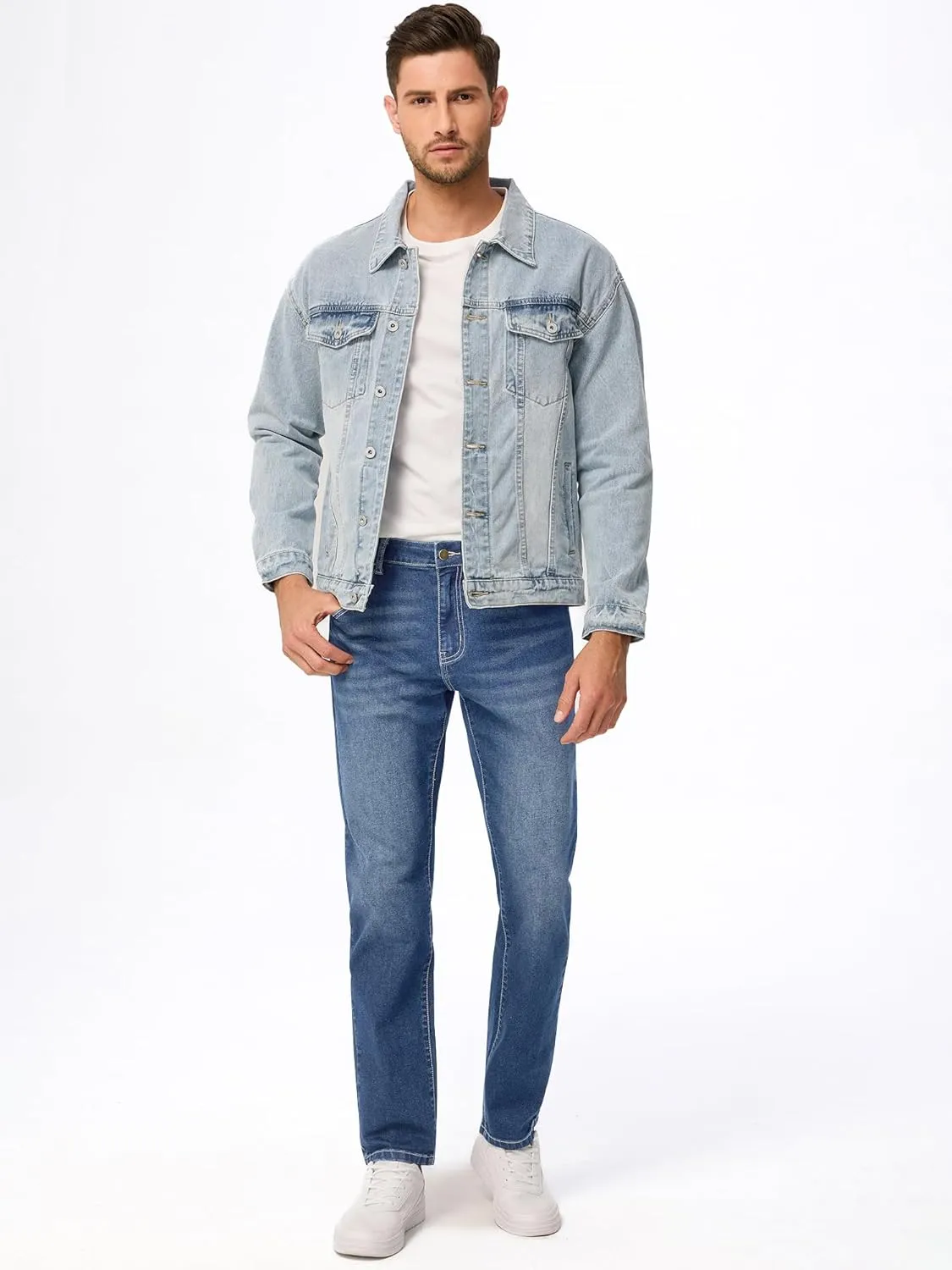 JMIERR Men's Jeans Classic Regular Fit Straight Stretch Denim Pants