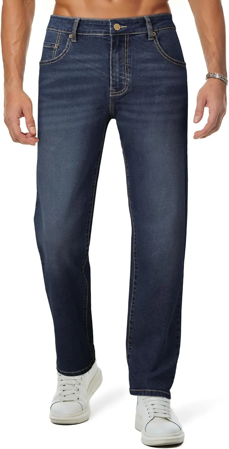 JMIERR Men's Jeans Classic Regular Fit Straight Stretch Denim Pants