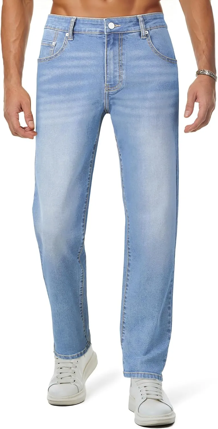 JMIERR Men's Jeans Classic Regular Fit Straight Stretch Denim Pants