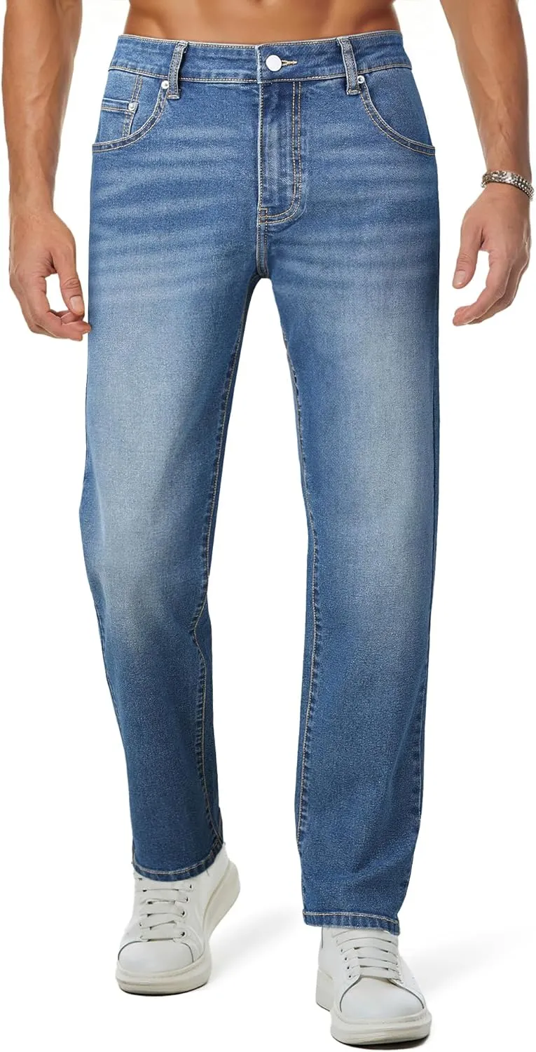 JMIERR Men's Jeans Classic Regular Fit Straight Stretch Denim Pants
