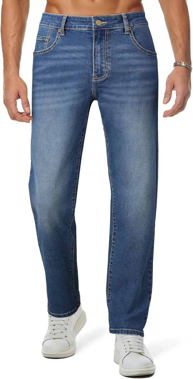 JMIERR Men's Jeans Classic Regular Fit Straight Stretch Denim Pants