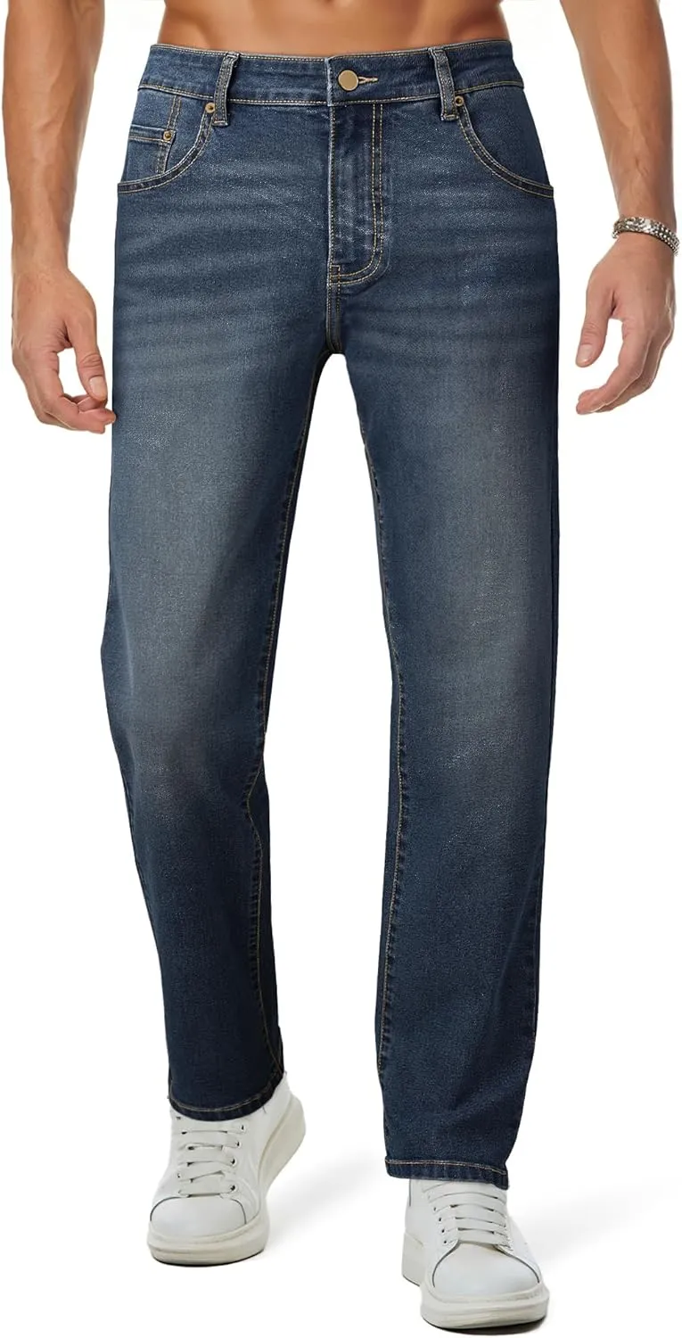 JMIERR Men's Jeans Classic Regular Fit Straight Stretch Denim Pants