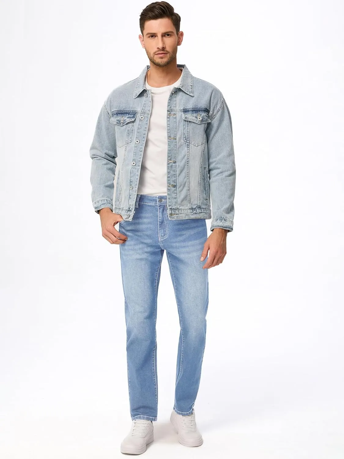 JMIERR Men's Jeans Classic Regular Fit Straight Stretch Denim Pants
