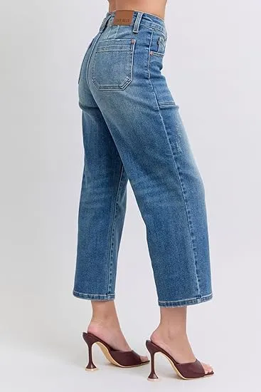 Judy Blue High Waist Wide Leg Crops with Utility Pockets