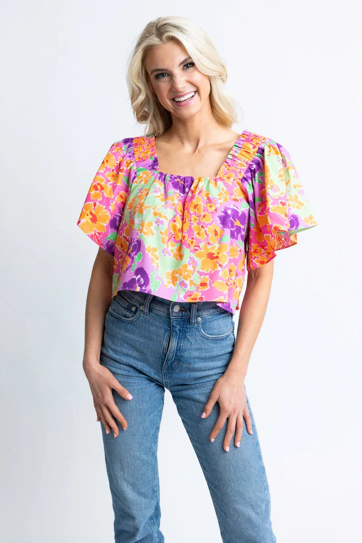 Karlie Floral Garden Square Neck Top