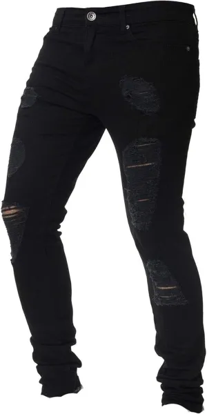 Kaxiya2021 Men's Ripped Skinny Jeans Frayed Little Feet Jean Trousers Distressed Slim Fit Tapered Leg Stretch Denim Pants