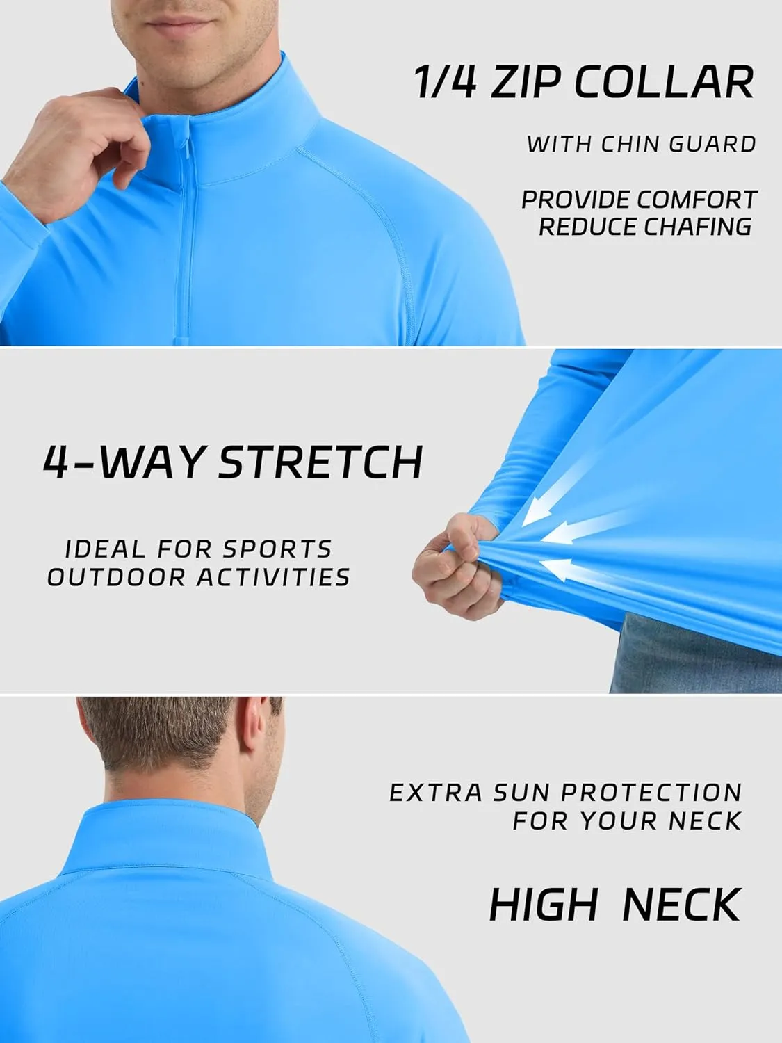 KEFITEVD Long Sleeve Shirts for Mens UPF 50  1/4 Zip Pullover Shirts Outdoor Cooling Athletic Shirt Swim Summer Rash Guard
