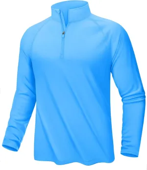 KEFITEVD Long Sleeve Shirts for Mens UPF 50  1/4 Zip Pullover Shirts Outdoor Cooling Athletic Shirt Swim Summer Rash Guard