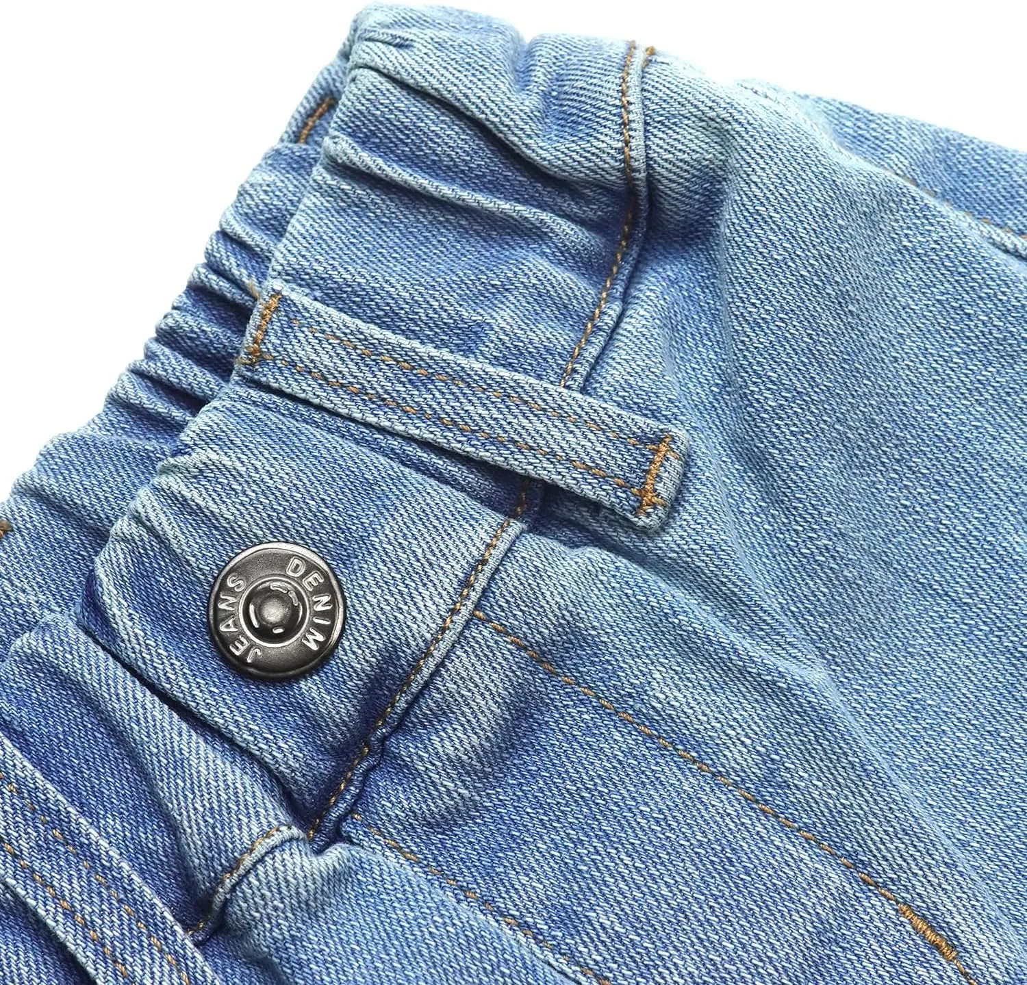 KIDSCOOL SPACE Baby Girls Wide-Leg Cargo Jeans,Toddler Boy Elastic Waist with D-Ring Loops Stretch Denim Pants