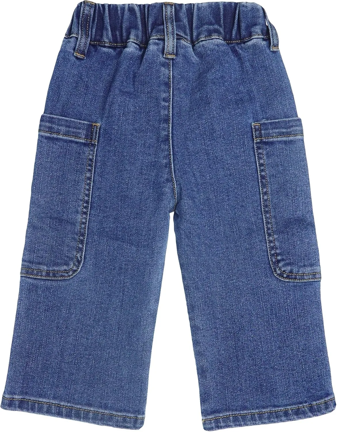 KIDSCOOL SPACE Baby Girls Wide-Leg Cargo Jeans,Toddler Boy Elastic Waist with D-Ring Loops Stretch Denim Pants