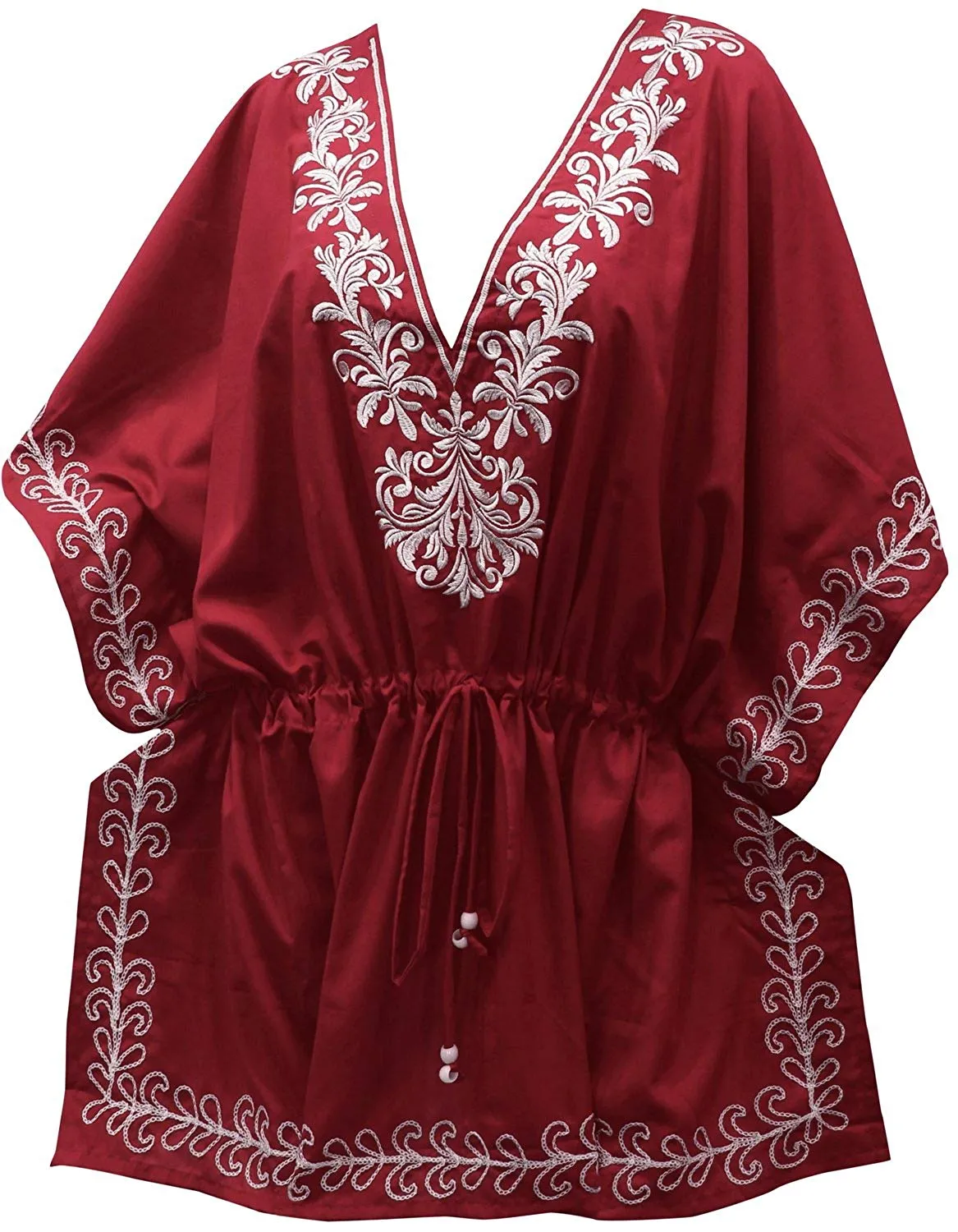 LA LEELA Bikini Coverup Dress Swim Beach Wear Caftan Swimsuit Women Embroidered