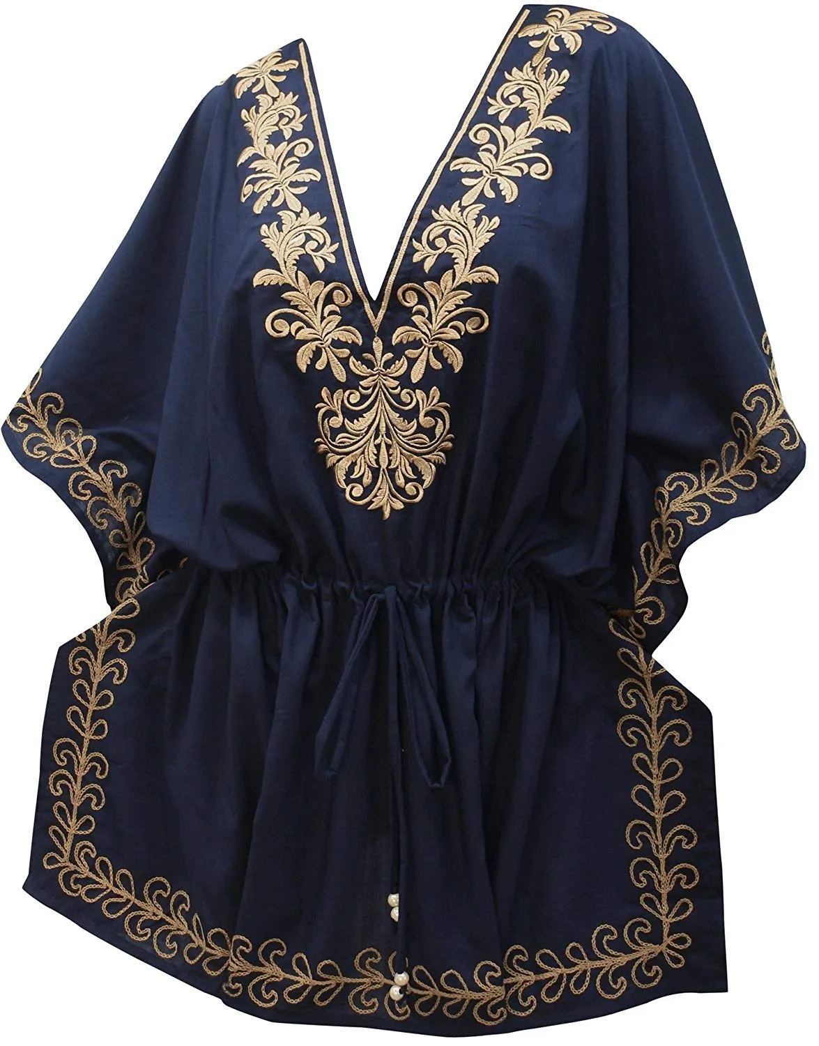 LA LEELA Bikini Coverup Dress Swim Beach Wear Caftan Swimsuit Women Embroidered
