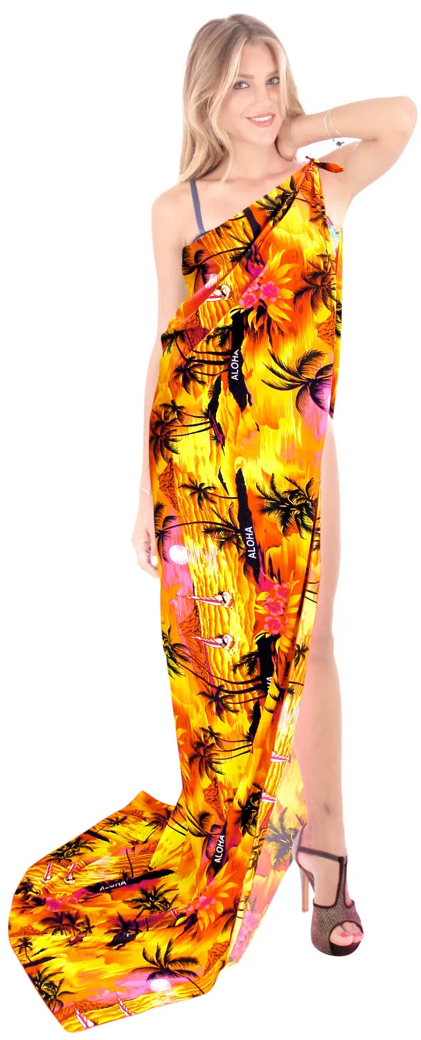 LA LEELA Women Bathing Suit Bikini Swimwear Beach Cover Up One Size Orange_K655