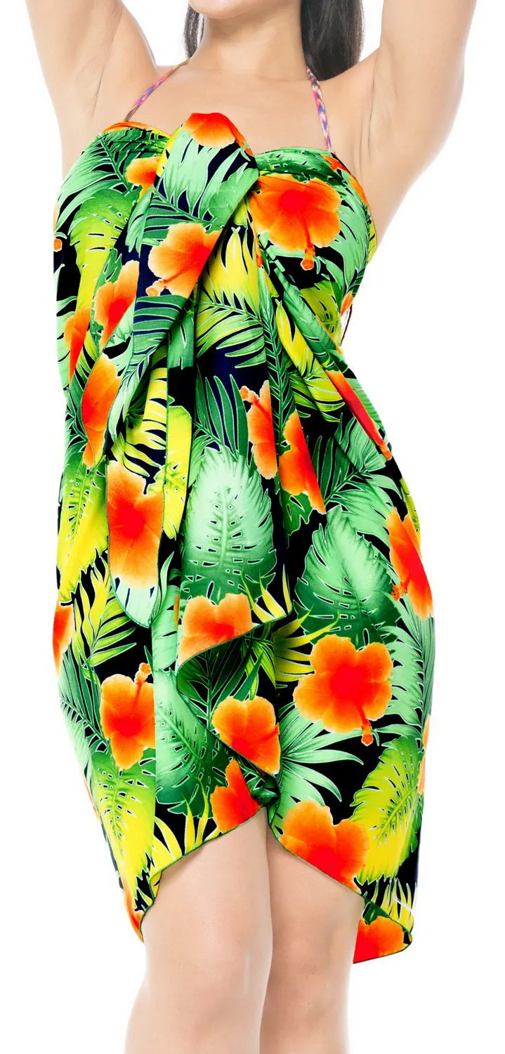 LA LEELA Women's Summer Beach Wrap Cover Up Skirt Sarong One Size Orange_E464
