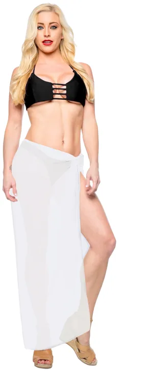 LA LEELA Women's Swimwear Pareo Sarong Bikini Coverups Wrap 78"x42" White_E470