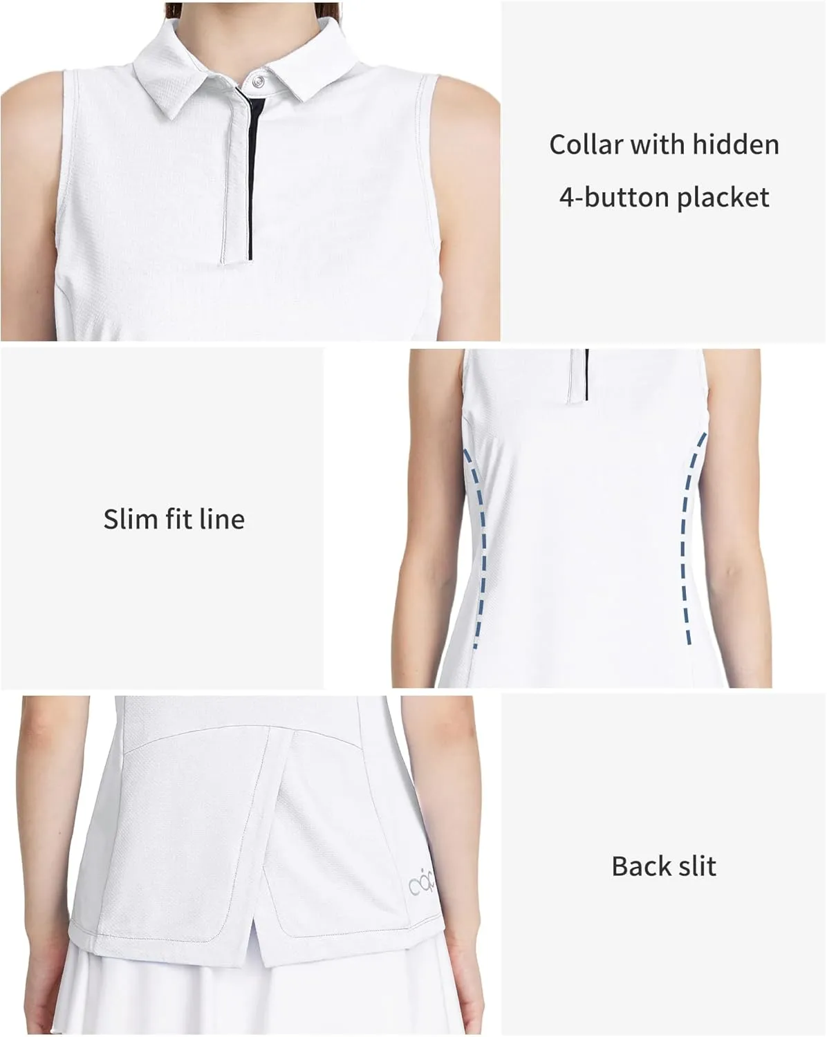 LastFor1 Women's Golf Shirts Sleeveless Polo Tennis Tops Quick Dry Lightweight UPF 50  Athletic Shirts 5-Button
