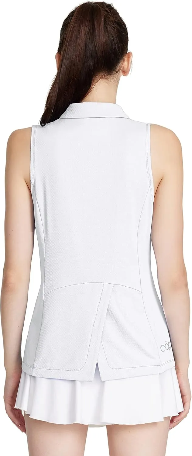 LastFor1 Women's Golf Shirts Sleeveless Polo Tennis Tops Quick Dry Lightweight UPF 50  Athletic Shirts 5-Button