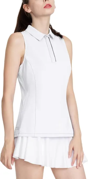LastFor1 Women's Golf Shirts Sleeveless Polo Tennis Tops Quick Dry Lightweight UPF 50  Athletic Shirts 5-Button
