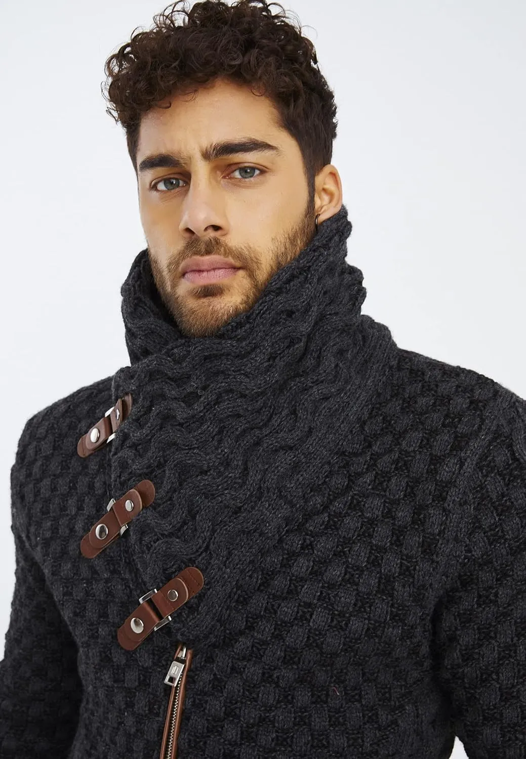 Leif Nelson Men's Knitted Jacket Turtleneck Cardigan Winter Pullover Hoodies Casual Sweaters Jumper LN5340