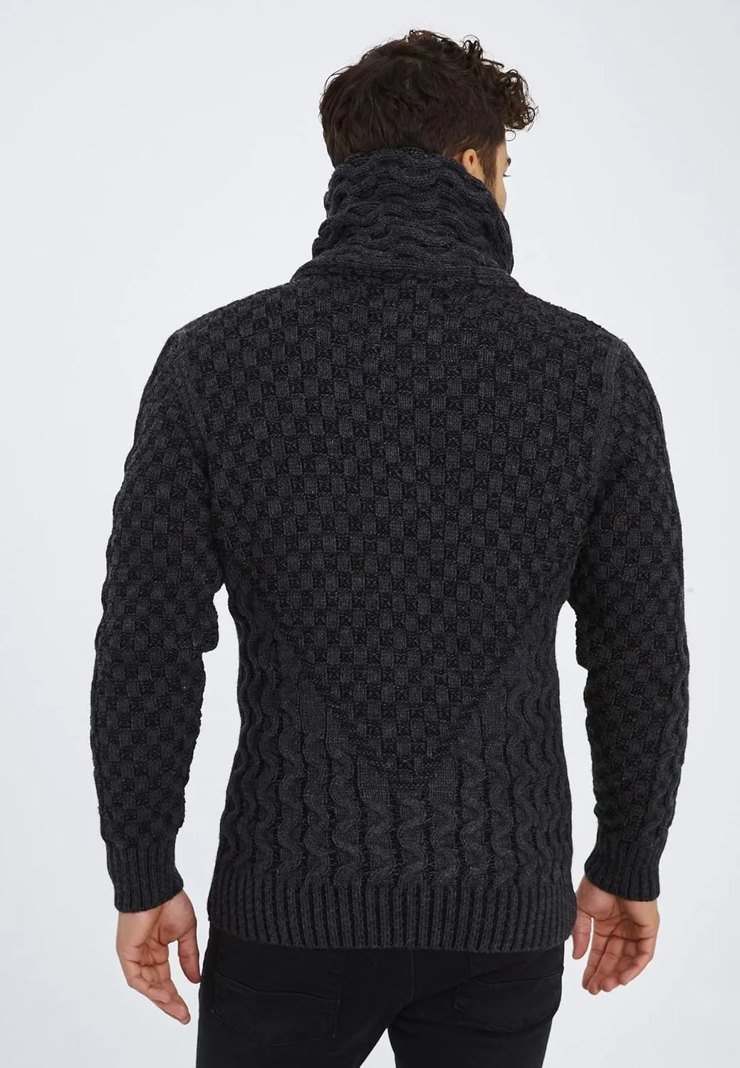 Leif Nelson Men's Knitted Jacket Turtleneck Cardigan Winter Pullover Hoodies Casual Sweaters Jumper LN5340