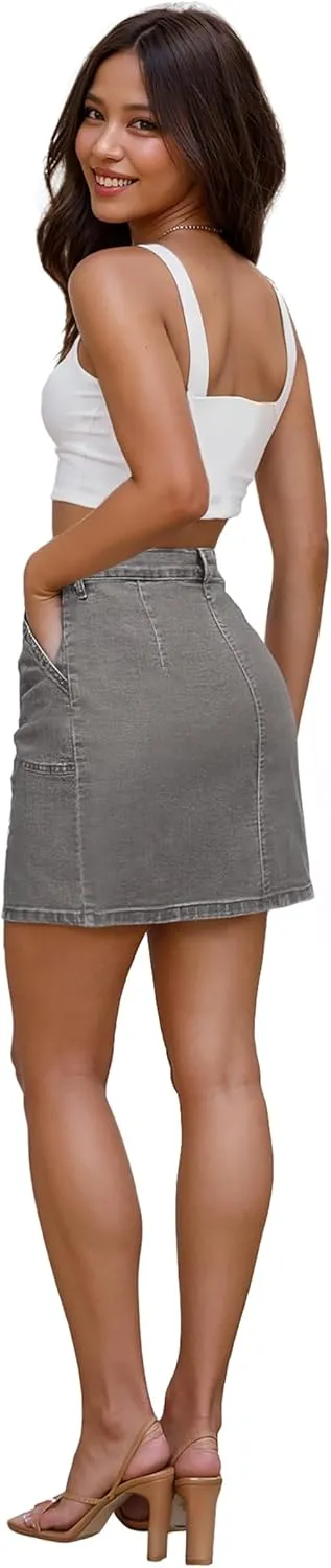 Lexi Womens Super Comfy Stretch Denim Skirt