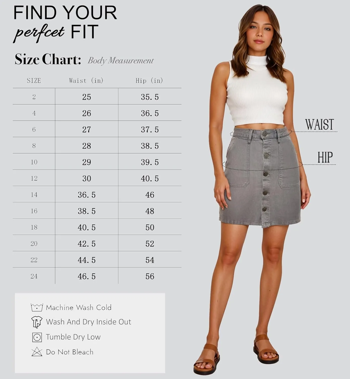 Lexi Womens Super Comfy Stretch Denim Skirt