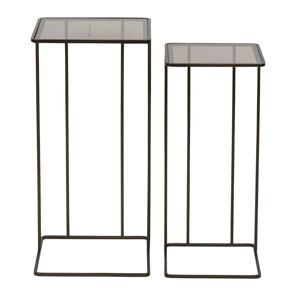 Libra Interiors Saltzburg Nesting Side Tables in Dark Gold – Set of 2