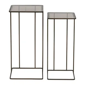 Libra Interiors Saltzburg Nesting Side Tables in Dark Gold – Set of 2