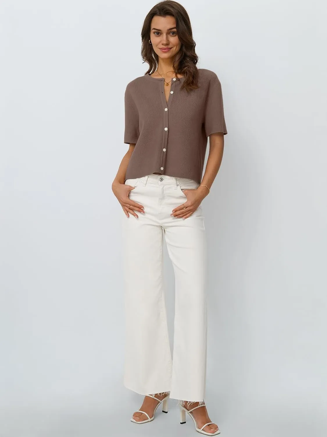LILLUSORY Short Sleeve Cardigan Sweaters for Women 2025 Summer Cropped Button Up Sweater Tops Casual Shirt Y2K Outfits