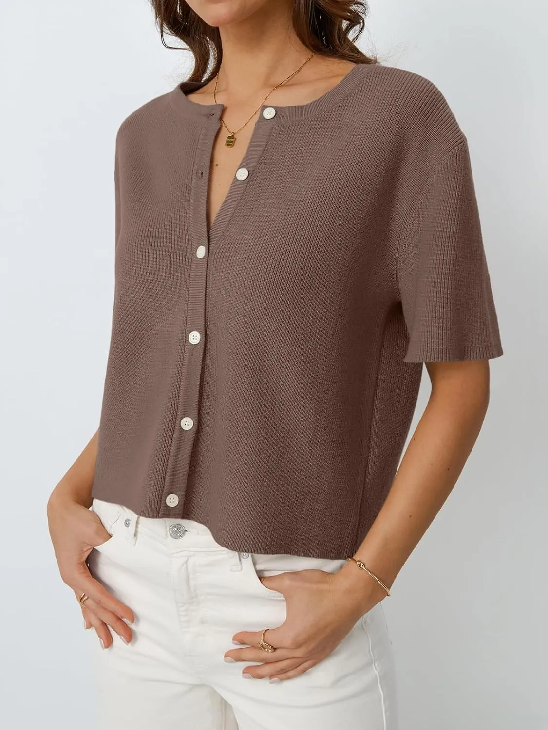 LILLUSORY Short Sleeve Cardigan Sweaters for Women 2025 Summer Cropped Button Up Sweater Tops Casual Shirt Y2K Outfits