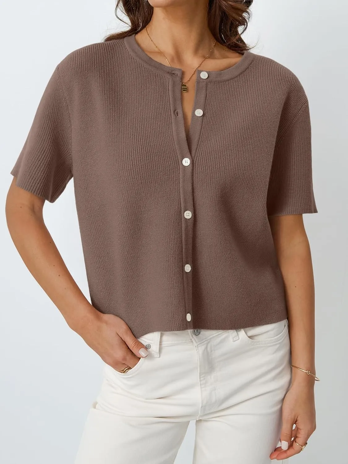 LILLUSORY Short Sleeve Cardigan Sweaters for Women 2025 Summer Cropped Button Up Sweater Tops Casual Shirt Y2K Outfits