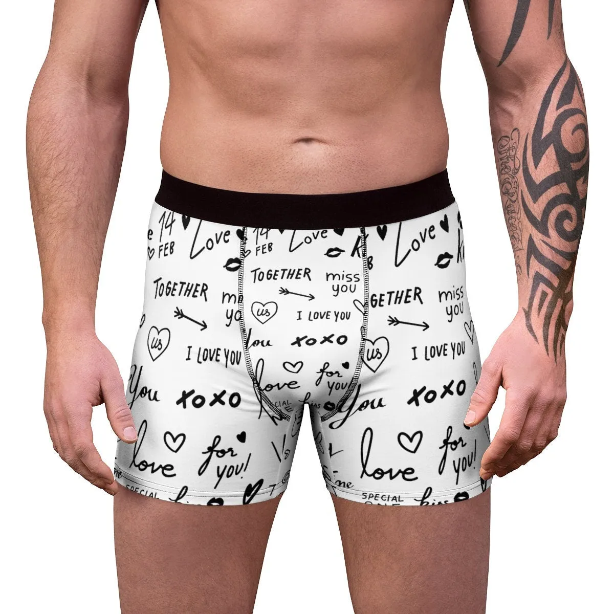 Love Notes Men&#39;s Ltweight Boxer Briefs,Gift for Him/Christmas/Birthday/Engagement/Anniversary/Funny Gifts/Halloween/Thanksgiving/Valentines