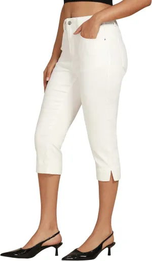 luvamia Capri Jeans for Women Trendy High Waisted Slim Split Hem Stretch Denim Jean Capris Cropped Pants Casual Summer