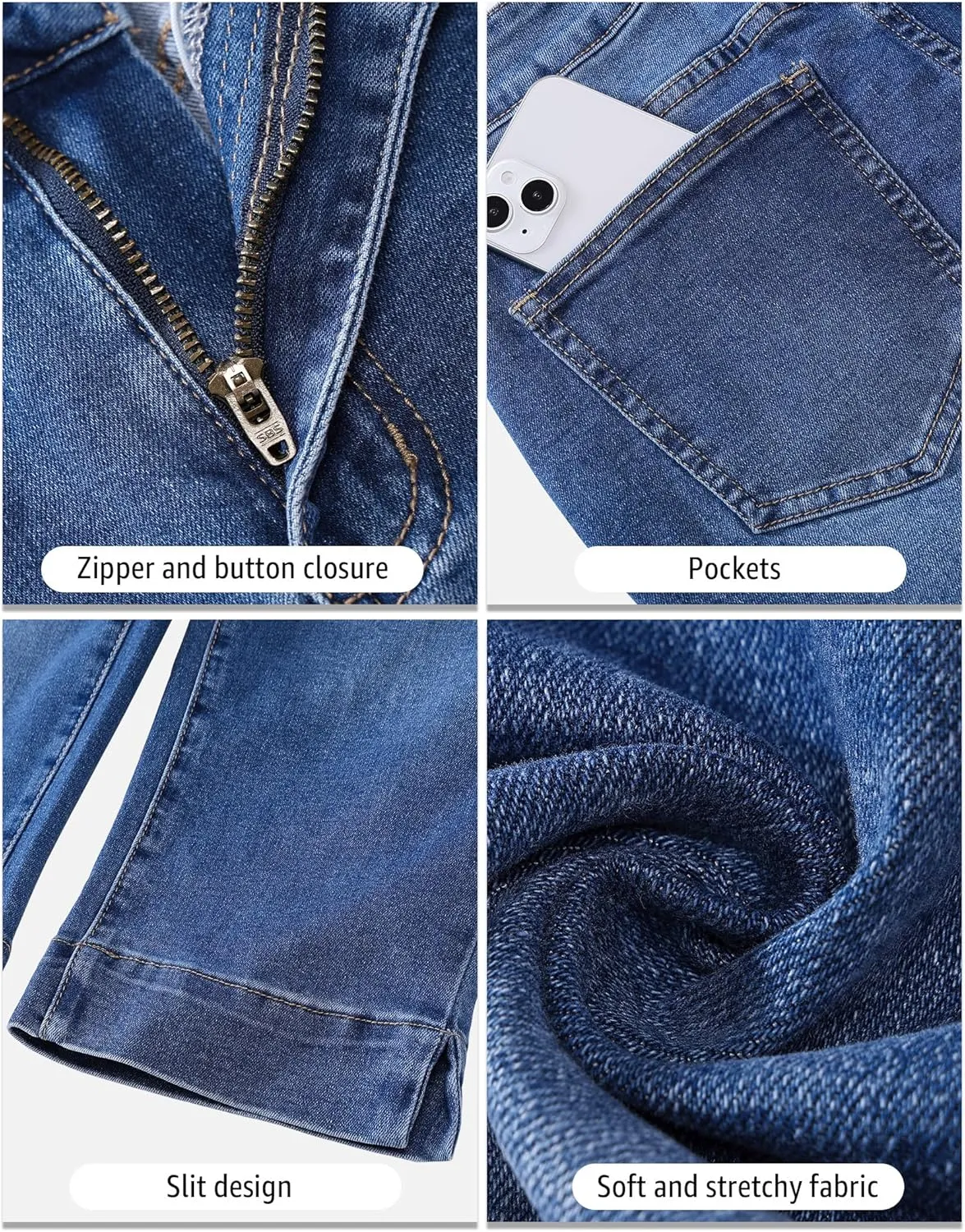 luvamia Capri Jeans for Women Trendy High Waisted Slim Split Hem Stretch Denim Jean Capris Cropped Pants Casual Summer
