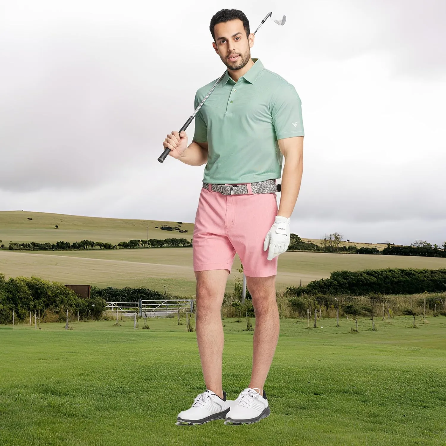 M MAELREG Golf Shirts for Men Dry fit Sports Jacquard Lightweight Performance Texture Short Sleeve Collared Polo Shirts
