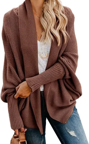 Mafulus Women's Cardigan Sweaters Oversized Chunky Knit Kimono Slouchy Wrap Batwing Open Front Outwear Coat