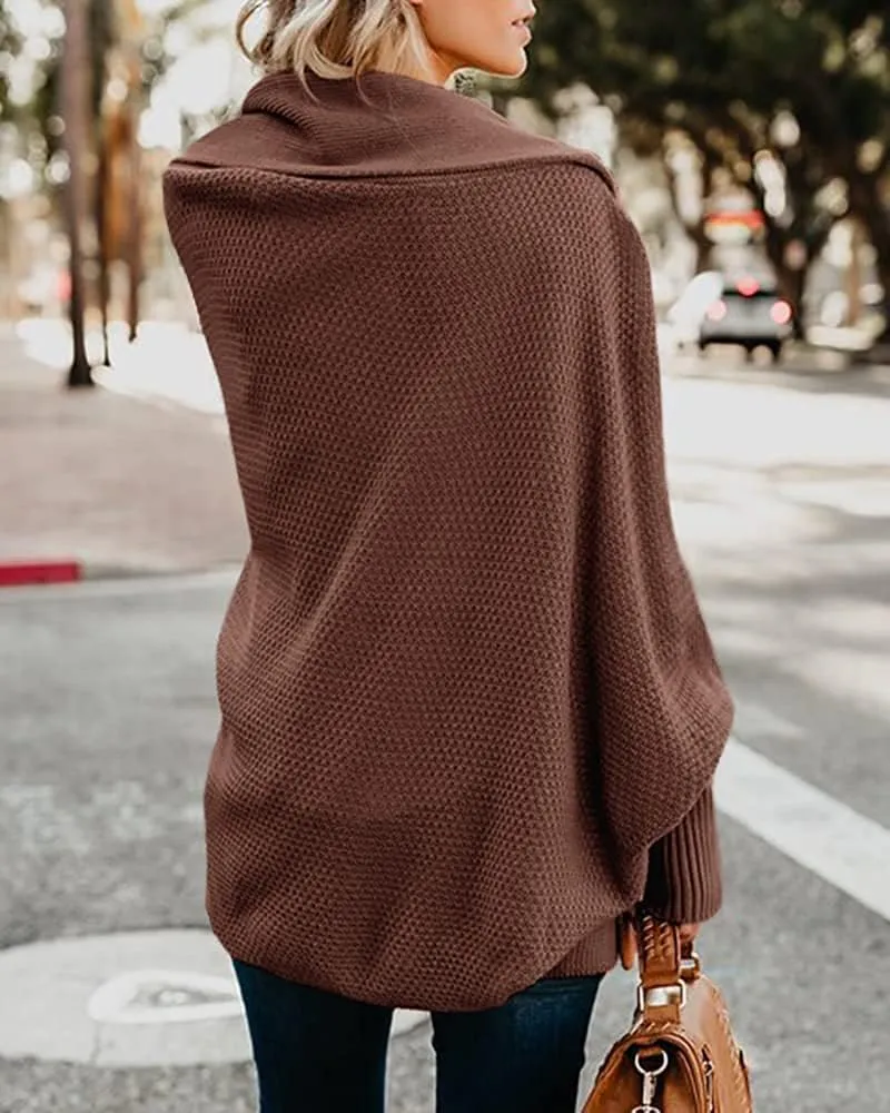 Mafulus Women's Cardigan Sweaters Oversized Chunky Knit Kimono Slouchy Wrap Batwing Open Front Outwear Coat