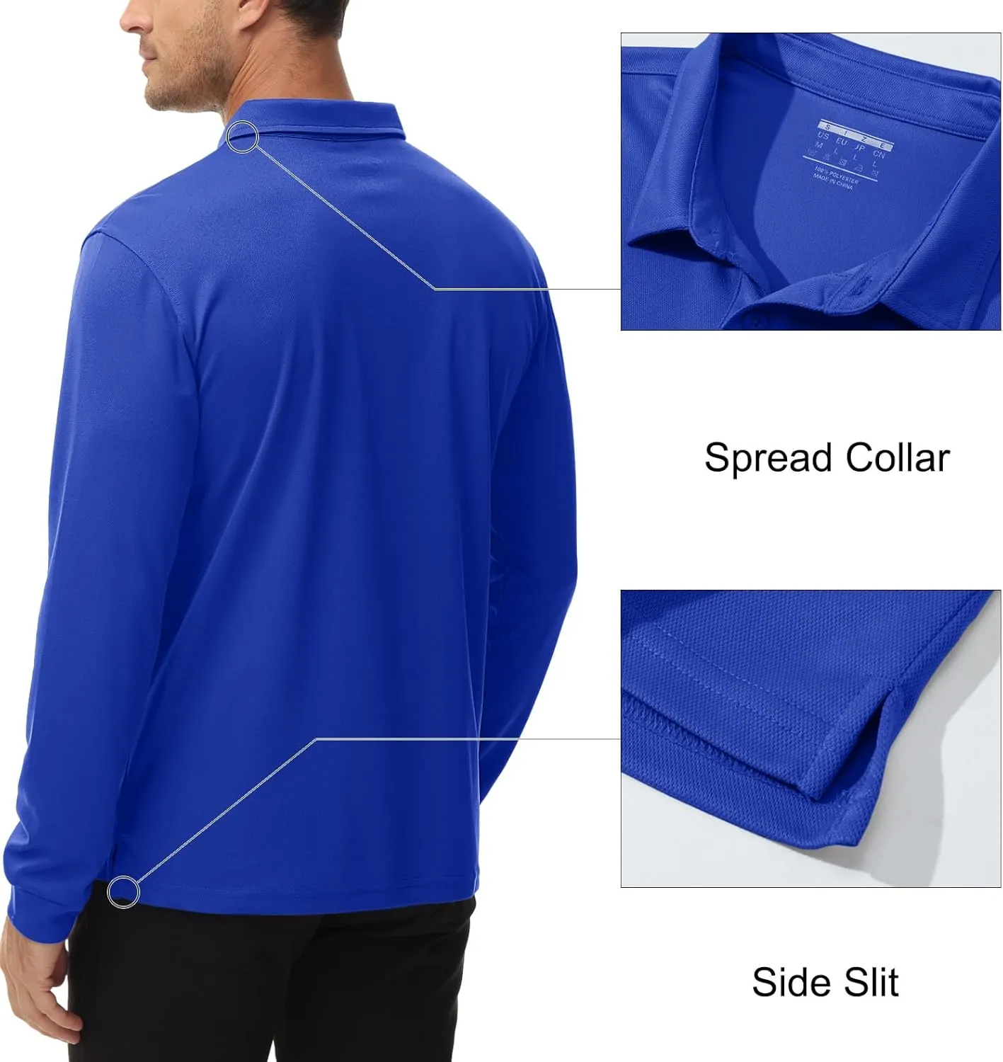 MAGCOMSEN Men's Polo Shirts with Pocket Long Sleeve Golf Quick Dry Shirts Performance Athletic Work Casual Collared Shirt