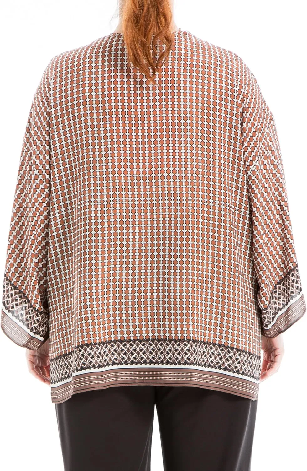 Max Studio womens Plus Size Casual Long Sleeve Poly Crepe Printed Everyday Kimono