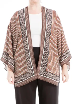 Max Studio womens Plus Size Casual Long Sleeve Poly Crepe Printed Everyday Kimono