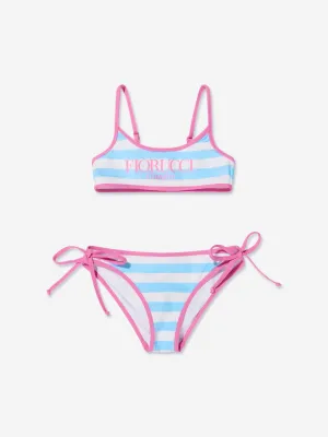 MC2 Saint Barth Girls Striped Fiorucci Bikini in Blue