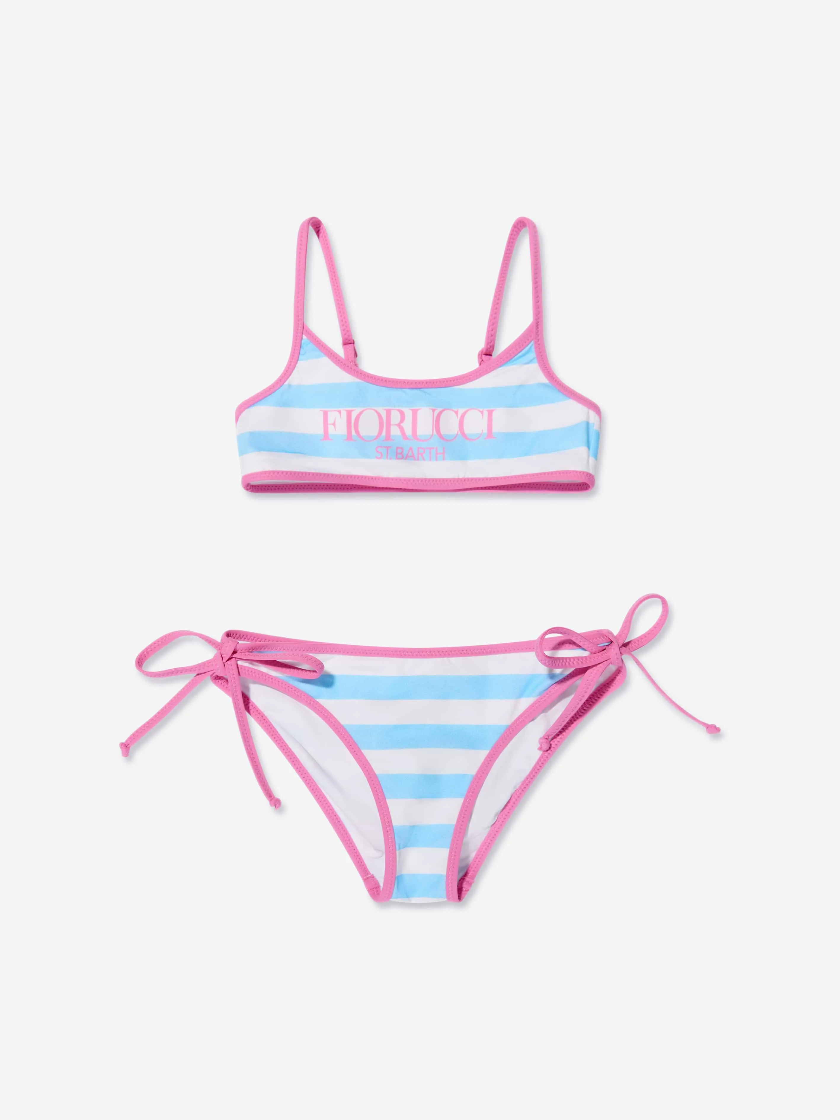 MC2 Saint Barth Girls Striped Fiorucci Bikini in Blue