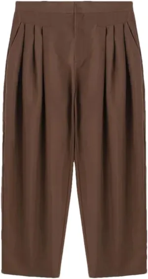 Men Harem Pants Solid Color Joggers High Waist Loose Streetwear Casual Pleated Trousers