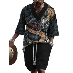 MEN'S ART CASUAL PRINT SHORTS SET 08763200YM