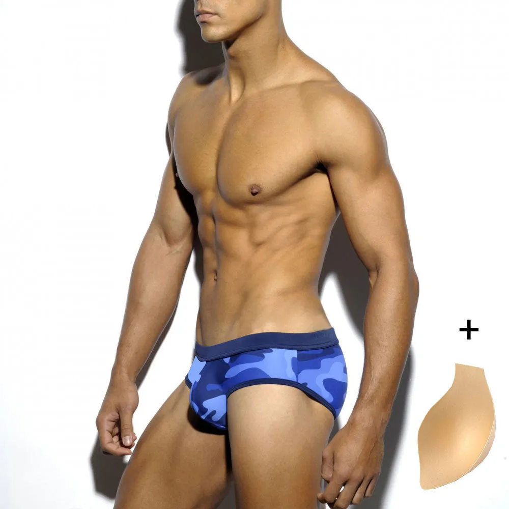 Men's Belted Camouflage Swim Briefs