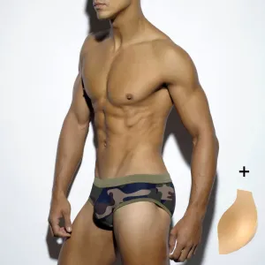 Men's Belted Camouflage Swim Briefs